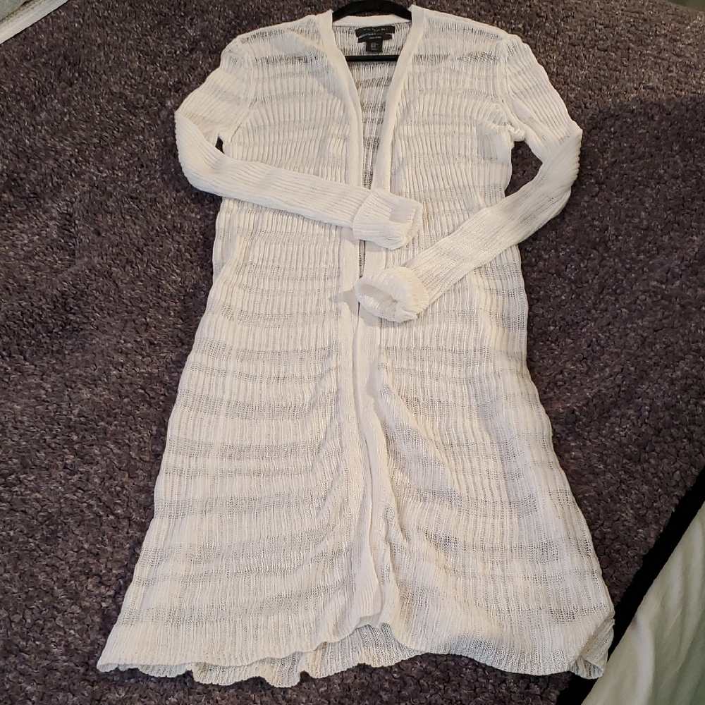 NEW Long White Linen Cardigan Sweater